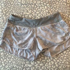 white & grey lululemon speed up shorts